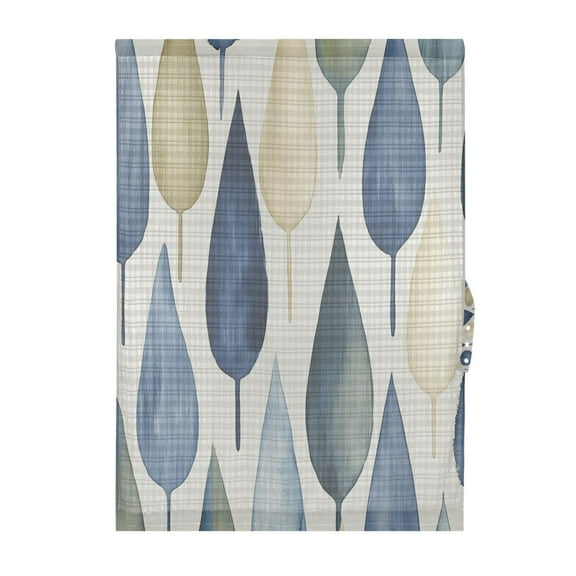 Indigo Watercolor Leaves Door Curtain 25x40in Privacy Mesh with UV Protection Tie Back Rod Pockets