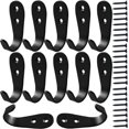 thumbnail image 1 of 12 ganchos negros para pared, ganchos resistentes para colgar abrigos, ganchos sin óxido, montados en la pared con tornillos para llaves, toallas, bolsos, tazas, sombreros, interiores y exteriores., 1 of 5
