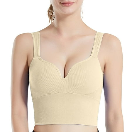 Clearance DondPO Women s Tanks & Camis Womens Front Closure Bra Racerback Plus Size Unlined Underwire Full Coverage Bras Tank Top with Built In Bra Bra Tank Tops for Women Beige 3XL