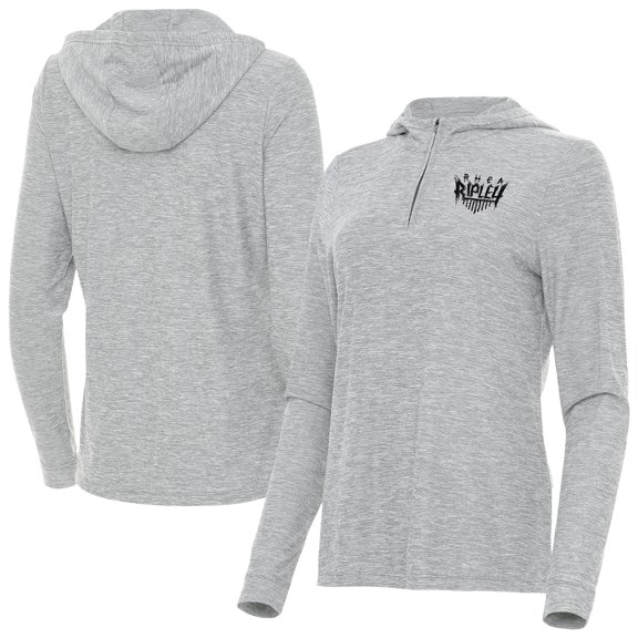 Women's Antigua Heather Gray Rhea Ripley Daybreak Quarter-Zip Hoodie