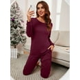 thumbnail image 6 of MINTREUS Womens Pajama Set Long Sleeve Sleepwear Nightwear Soft Pjs Lounge Sets With Pockets, 6 of 8