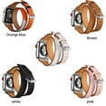 thumbnail image 2 of ALMNVO Genuine Leather Strap for Apple Watch Bands 45mm 41mm Double Tour Wristband Bracelet belt iWatch Bands,Leather for Apple Watch Series 7 45 mm 41mm, 2 of 9