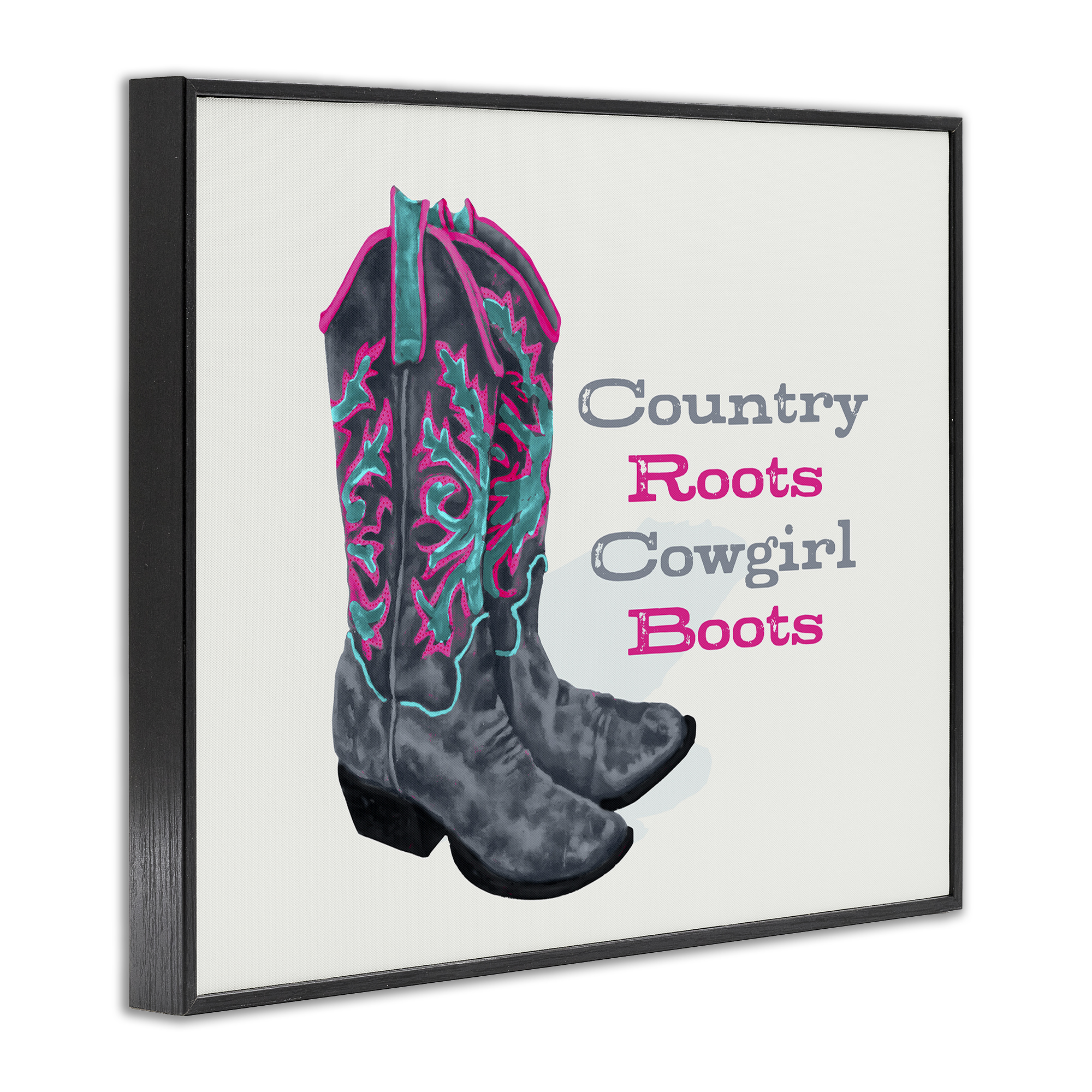 Stupell Industries Country Roots Phrase Typography Painting Black Framed Art Print Wall Art, 14 x 11
