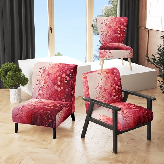 Designart "Crimson Reverie" Upholstered Abstract Landscape Accent Chair and Modern & Contemporary Arm Chair - Multiple Color & Pattern