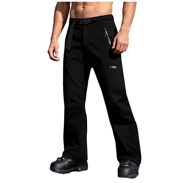 Mens Ski Pants, Casual Faddish Solid Patchwork Zipper Multiple Pockets Ski Trousers, Unisex Pants