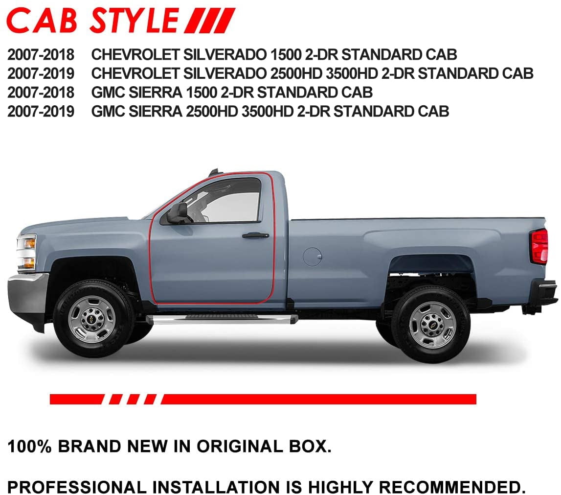 DNA Motoring 5" Side Step Nerf Bars Running Boards for 2007-2019 Silverado Sierra Regular Cab