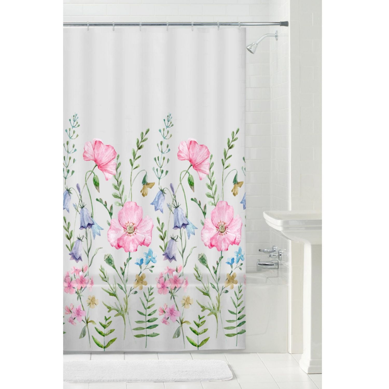 Rideau de douche décoratif Mainstays en PEVA recyclé, imperméable, poids moyen, motifs assortis 177,8 cm x 182,88 cm