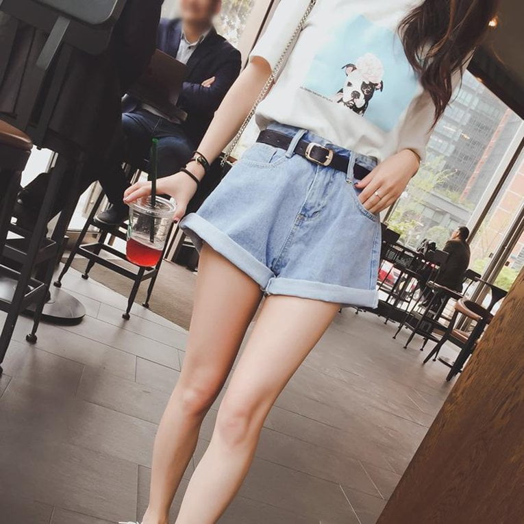 Korean Fashion Women High Waist Denim 