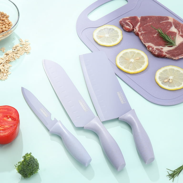 Knife Set,FULLHI 14pcs Japanese Knife Set, purple Colour Premium German  Stainless Steel Kitchen Knife Set