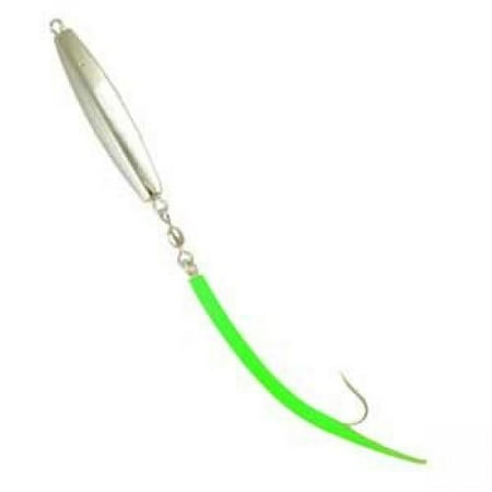 Chrome Talis Single - Fin Strike 007TFG 1-Ounce Diamond Jig, Single Hook, Flo Green Tube Tail, Chrome Plated Smooth Finish