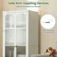 thumbnail image 4 of YYAo Glass Doors Storage Cabinet with Wheels and Adjustable Shelves-White, 4 of 10