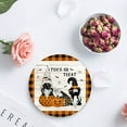 thumbnail image 4 of FMSHPON Halloween Gnome and Pumpkin Orange Plaid Wood Grain Set of 6 Round Coaster for Drinks, Absorbent Ceramic Stone Coasters Cup Mat with Cork Base for Home Kitchen Room Coffee Table Bar Decor, 4 of 6