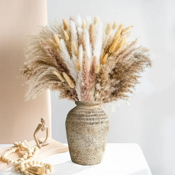 Jarrón grande de cerámica rústica para decoración de granja, 8,85 pulgadas, jarrones de granja modernos blancos, jarrón de cerámica boho, jarrón de cerámica de terracota para decoración del hogar,
