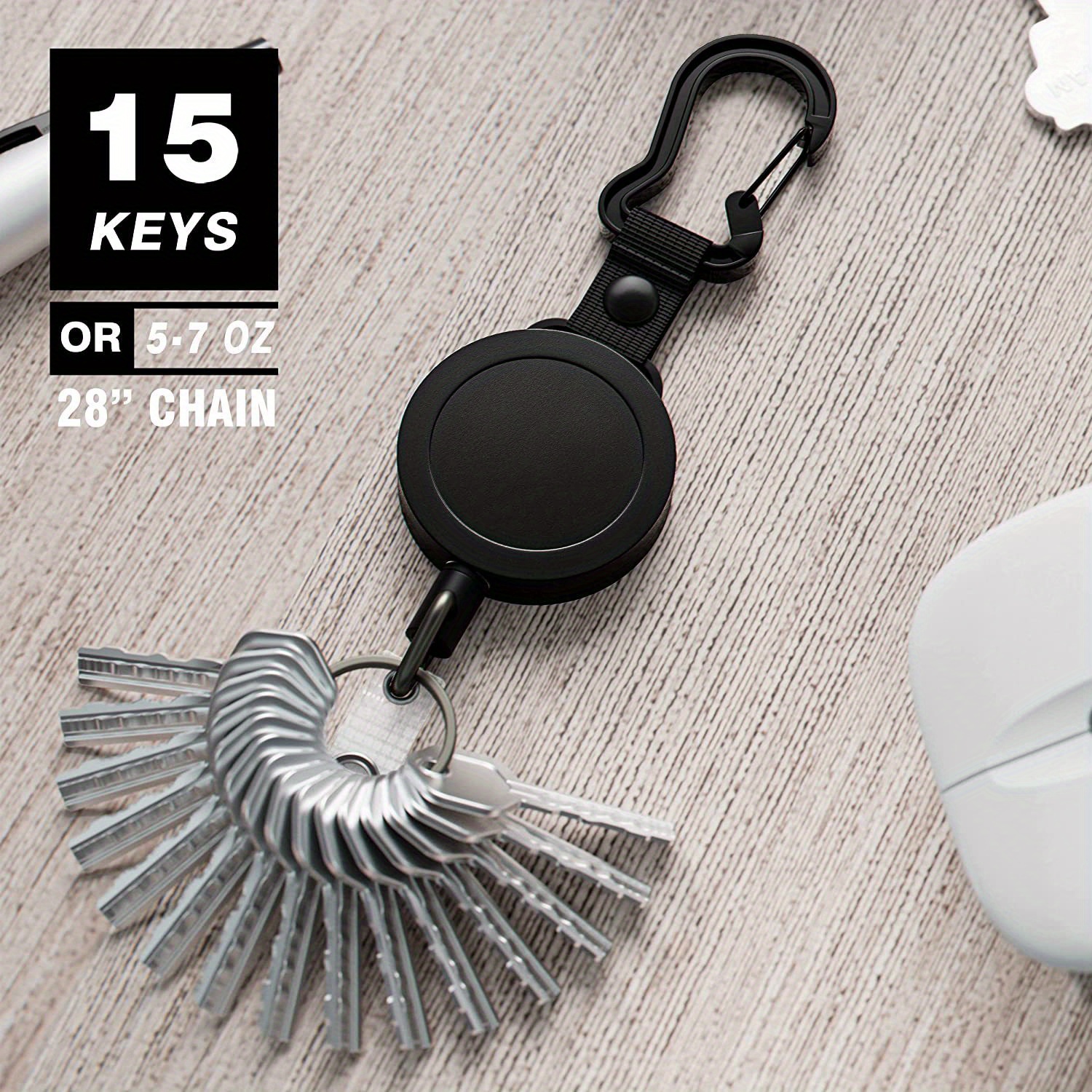 2 PACK Duty Retractable ID Badge Holder Key Reel with Adjustable Neck Lanyard, ID Badge Strap, 2 Pen Holders and Lobster Clip, Hold Up to 15 Keys