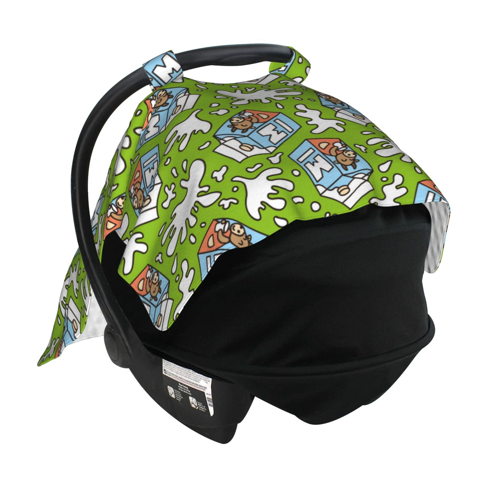 Car Seat Cover Baby - cartoon milk cow Breathable Infant Car Seat Cover for Baby Carseat, Lightweight Comfort Baby Essentials Must Haves Newborn Stuff for Girl Boy