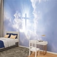 thumbnail image 2 of Peel and Stick Wallpaper Canvas Christian cross appears bright sky Modern Art Wall Mural Decor Self Adhesive and Removable 100in x 144in, 2 of 7