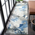 thumbnail image 3 of SAFAVIEH Cabana Lowell Floral Indoor/Outdoor Runner Rug, Grey/Blue, 2'2" x 7', 3 of 14