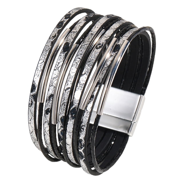 Pulsera para mujer, a la moda, con cierre magnético, duradera, tipo brazalete, fácil de usar. Negro