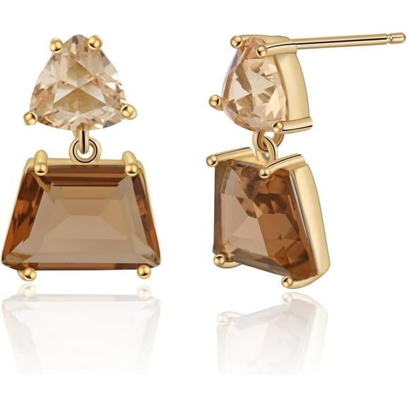 Fashion Amber Earrings Brown Drop Dangle Earrings for Women Hypoallergenic Brown Crystal Earrings for Sensitive Ears