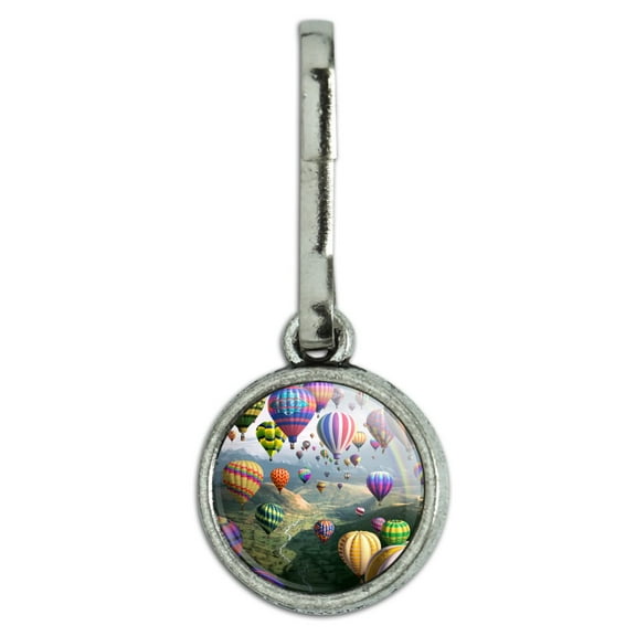 Hot Air Balloons Sky Roads Antiqued Charm Clothes Purse Suitcase Backpack Zipper Pull Aid