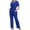 Blue, variant on Ndbuld Scrub Set for Women V-Neck Scrub Top & Jogger Pants Women Solid Color Loose Drawstring Pants Pocket Caregiver Short Sleeve V-Neck Blouses Nursing Uniform Set Summer Clearance,Army Green,S