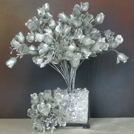 BalsaCircle 180 Mini Silk Roses Buds Flowers - 12 Bushes - DIY Home Wedding Party Artificial Bouquets Arrangements