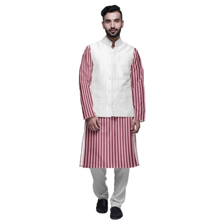 

Atasi Indian Kurta Pyjama Jacket Set For Men Printed Classic Casual Clothing