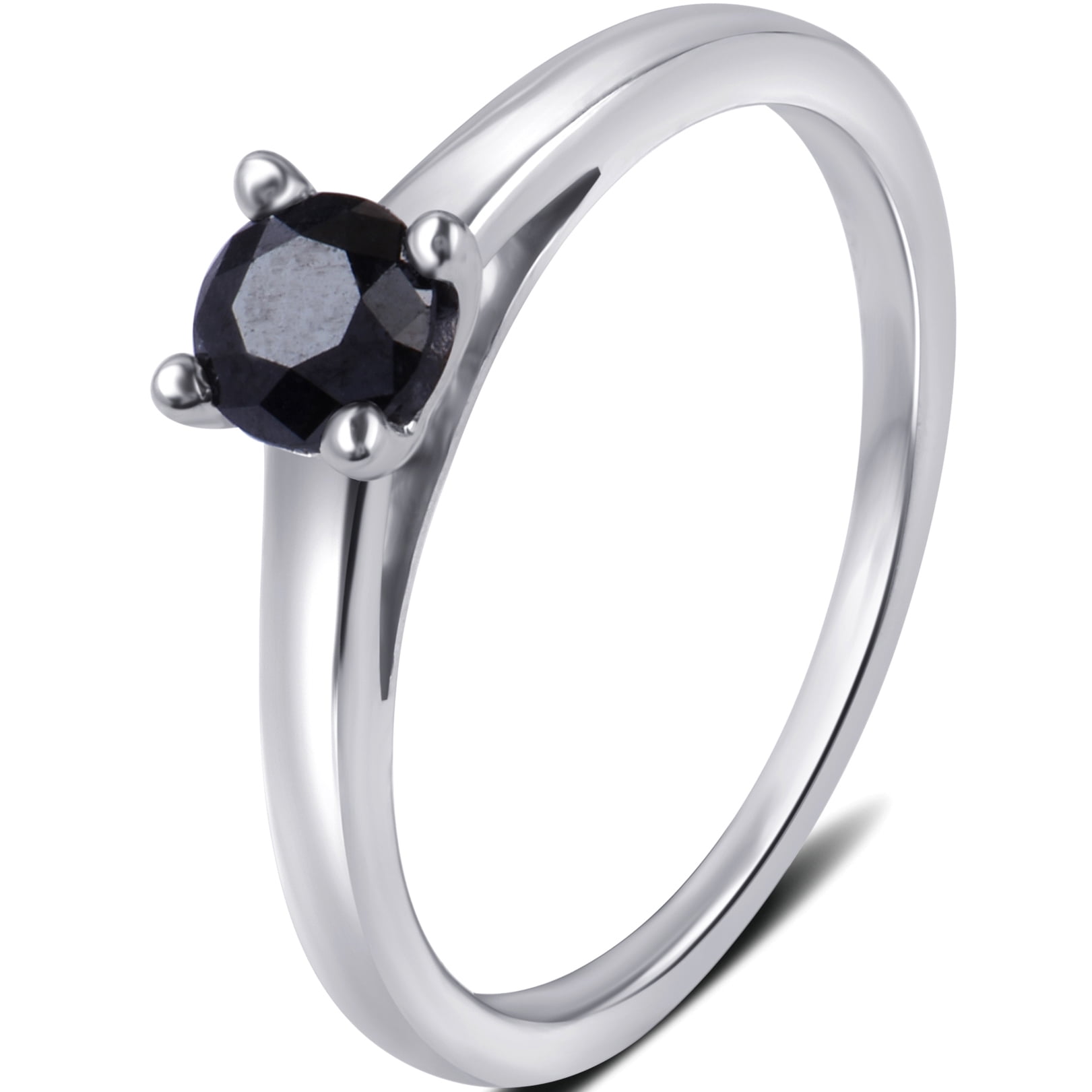 Arista 1/2 ct Black Diamond Solitaire Ring in Sterling Silver