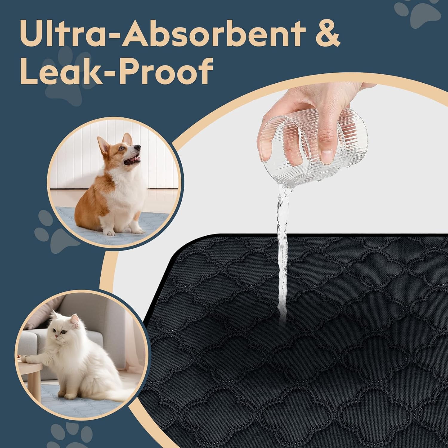 Washable Pee Pads for Dogs - 4 Pack Reusable Pee Pads，Waterproof Puppy Pads，Pet Training Pads，Super Absorbent with Dog Paw Shape Non-Slip Backing (Dark Grey, 18" X 24" - 4 Pack)