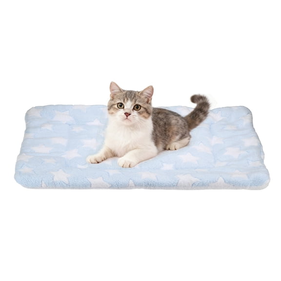 Pet Cushion Coral Fleece Soft Stars Pint Dog Cat Bed Mat 23x18 Inch(Blue)