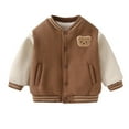 thumbnail image 2 of WOYY Toddler Boys Bomber Jacket Baby Thick Warm Baseball Coat Fall Winter Outerwear, 2 of 3