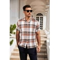 thumbnail image 4 of COOFANDY Mens Short Sleeve Button Down Shirt Plaid Button Up Shirts Casual 75% Cotton Work Shirts, 4 of 7