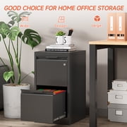 Kooyon 2 Drawer Vertical File Cabinet with Lock, Black Metal Filing Cabinet for Home Office, Fits Legal/Letter/A4-Assembly Required