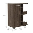 thumbnail image 4 of Modern Bar Cart In Dark Walnut With Two External Shelves, Four , Six Wine Rack And Single Door Cabinet For Sophisticated Entertaining Enclosed Area, 4 of 6