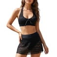 thumbnail image 6 of Nfurl Bikinis for Women 2 Piece Halter Swim Tops and Bottoms High Waisted Bathing Suits Womens Swimsuits for Vacation Beach Black,XXL, 6 of 9