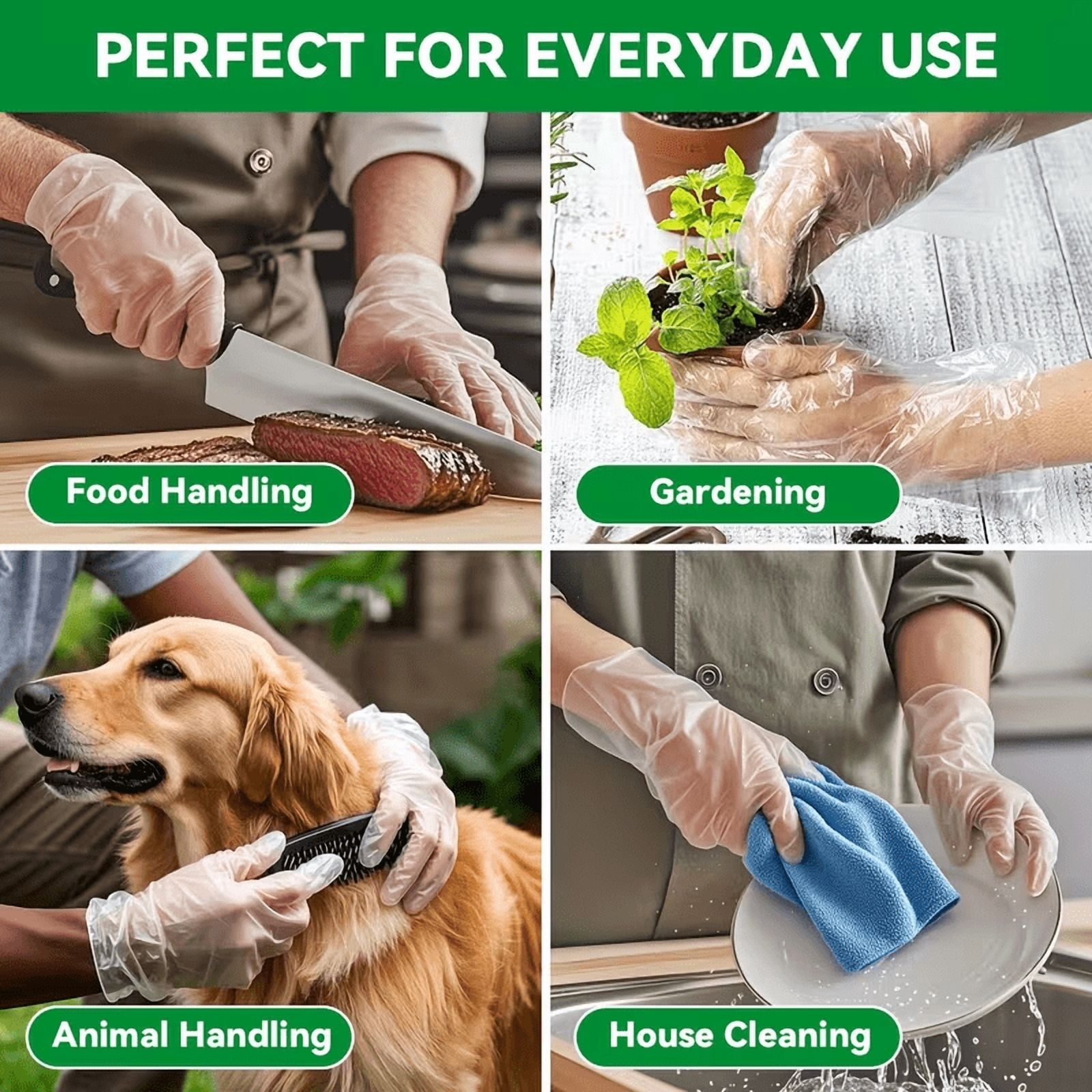 1000Pcs Food Prep Gloves Disposable, Clear Plastic Gloves Food Grade Waterproof, Oil-Resistant, Ambidextrous, Safe for Kitchen Cooking, Food Handling(S Size)
