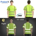 thumbnail image 4 of ProtectX Class 3 High Visibility Shirts for Men Reflective Safety Hi Vis T Shirt Short Sleeve Construction Work Shirt Green Large, 4 of 7