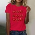 thumbnail image 4 of Valentine Shirts for Womens Buffalo Plaid Love Heart Tee Letter Short Sleeve Tops Plus Size T-Shirt, 4 of 5