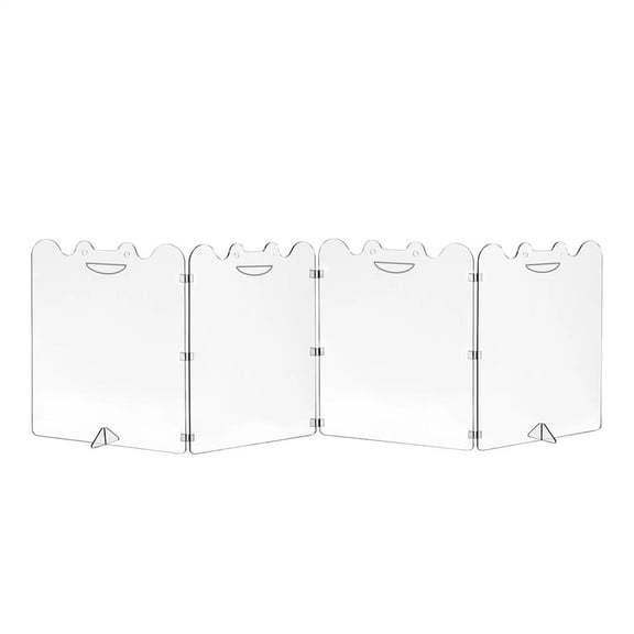 Clear Acrylic Freestanding Dog Gate 4-Panel, 80in Folding Transparent Pet Barrier for Doorways Stairs, Acrylic Dog Playpen Indoor with Handles for Small Dogs Puppies Cats