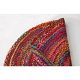 thumbnail image 4 of GRUHUM Handwoven 10'feet Jute Cotton Round Area Rug, Natural Multi Chindi Boho Colorful Rustic Vintage Soft Braided Reversible Bohemian Rug- Indoor Kitchen Bedroom Living Room 10'ft Circle, 4 of 9