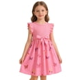 thumbnail image 4 of LIIPEE Girls Dresses Casual Cartoon Ribbed Sleeveless Crew Neck Summer Dress With Bowknot Toddler Flowy Comfortable Breathable Soft Cute Daily Dresses,Pink,4-5 Years, 4 of 9