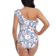 thumbnail image 5 of Cauagu Rabbit And Floral Print Women's Sexy One Piece Swimsuits One Shoulder Ruffle Tummy Control Bathing Suit Slimming Swimwear-Medium, 5 of 6