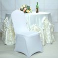 thumbnail image 2 of Balsa Circle 10 White Satin Raised Roses Spandex Stretchable Banquet Solid Chair Covers Slipcovers, 2 of 8