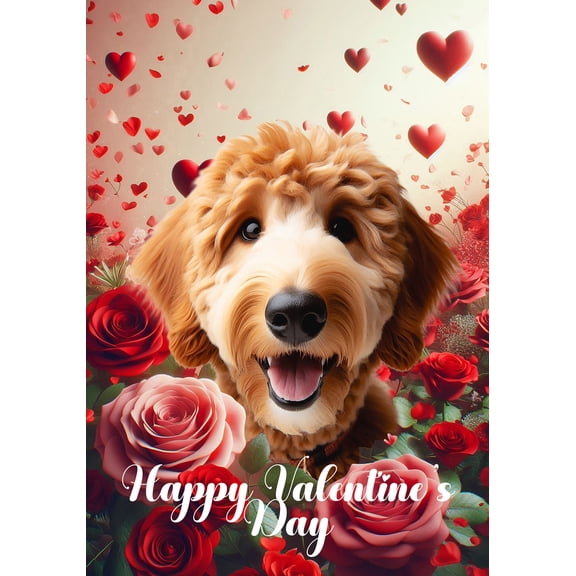 Goldendoodle Red - Best of Breed Valentines Day Outdoor Garden Flag 12" x 17" Mailbox Flag Dog Flag