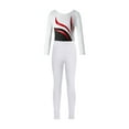 thumbnail image 4 of TiaoBug Kids Girls Figure Skating Dance Outfits Long Sleeve Gymnastic Leotard with Legging Pants Set White 10, 4 of 7