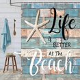 thumbnail image 2 of Beach Shower Curtain, Rustic Vintage Wood Ocean Quote Words Fabric Shower Curtain, Nautical Coastal Theme Shower Curtain with Hooks 69x70Inches, 2 of 5