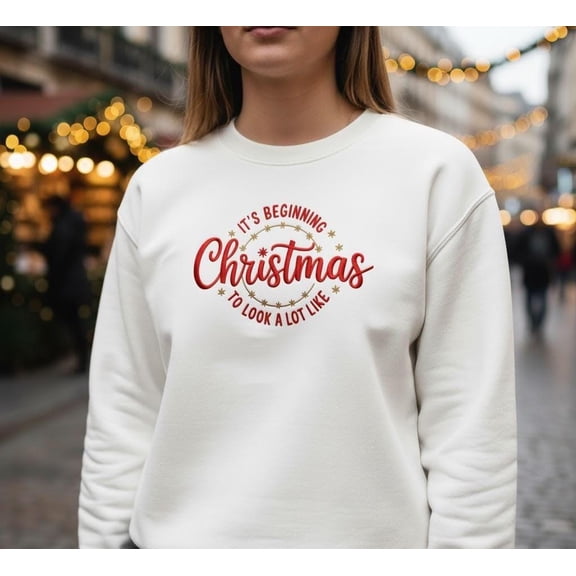 Retro Christmas Embroidered Sweatshirt | Festive Holiday Crewneck | Embroidered Xmas Jumper | Cozy Christmas Sweater