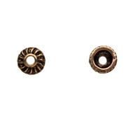 Angle View: Round With Filigree Antique Gold-Finished Bead Cap Fits 6-8mm Beads 7x7mm Sold per pkg of 20pcs per pack