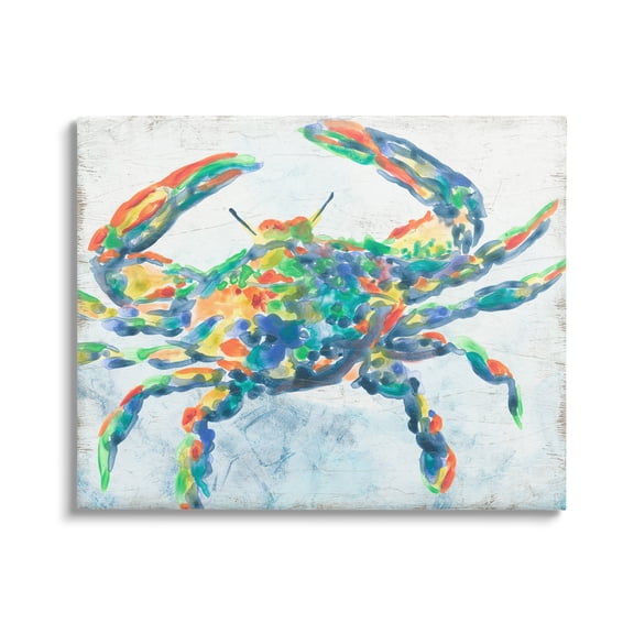 Stupell Industries Abstract Hued Crab Animals & Insects Painting Gallery Wrapped Canvas Art Print Wall Art, 20 x 16
