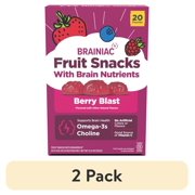 (2 pack) Brainiac Fruit Snacks with BrainPack, Mixed Berry Flavor, 20 Count